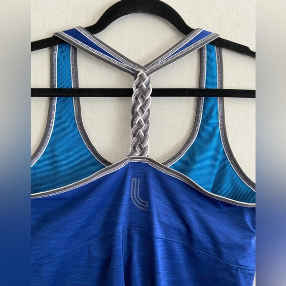 Lole braided T back athletic tank top with shelf bra  Sz L - Picture 3 of 10